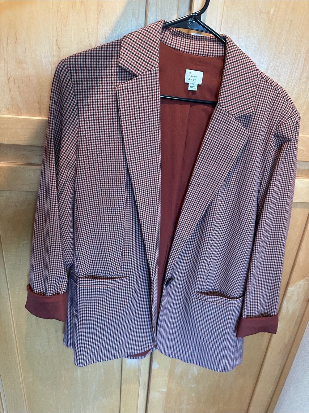 a new day Rust Houndstooth Blazer